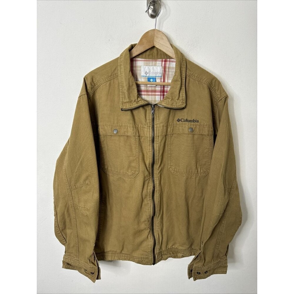Columbia Tolmie Butte Jacket Mens XL Beige Tan Hiking Utility Military‎ Zip